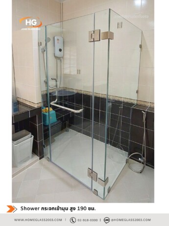 Shower เข้ามุม ไม่มีราวกันแกว่ง