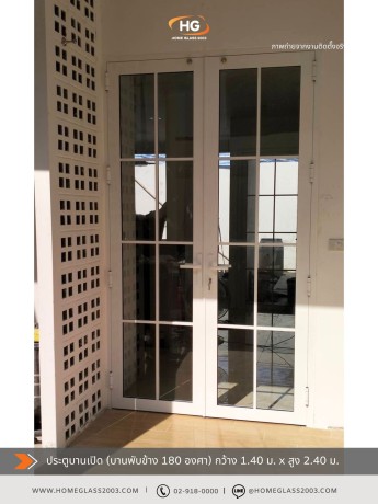 ประตูบานเปิดคู่ บานพับข้าง ติดตกแต่ง 8 ช่อง ประตูบานเปิดคู่ บานพับข้าง